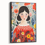 Framed Canvas Art for Children – Floral Girl Kids Room Decor