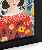 Framed Canvas Art for Children – Floral Girl Kids Room Decor