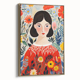 Framed Canvas Art for Children – Floral Girl Kids Room Decor