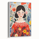 Framed Canvas Art for Children – Floral Girl Kids Room Decor