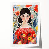 Framed Canvas Art for Children – Floral Girl Kids Room Decor