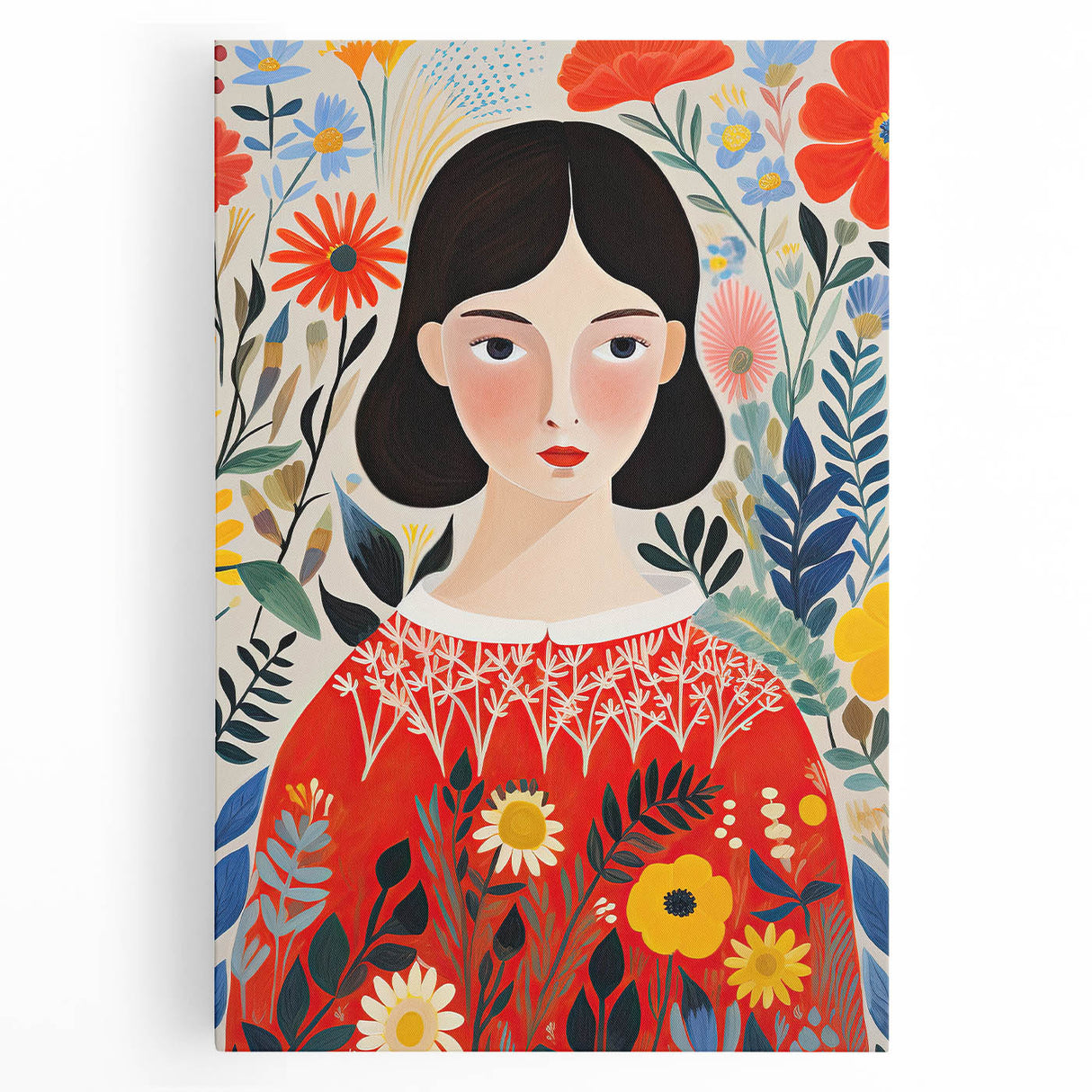 Framed Canvas Art for Children – Floral Girl Kids Room Decor