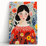 Framed Canvas Art for Children – Floral Girl Kids Room Decor