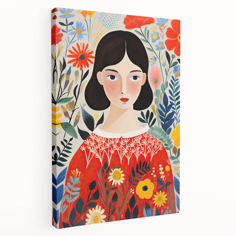 Framed Canvas Art for Children – Floral Girl Kids Room Decor