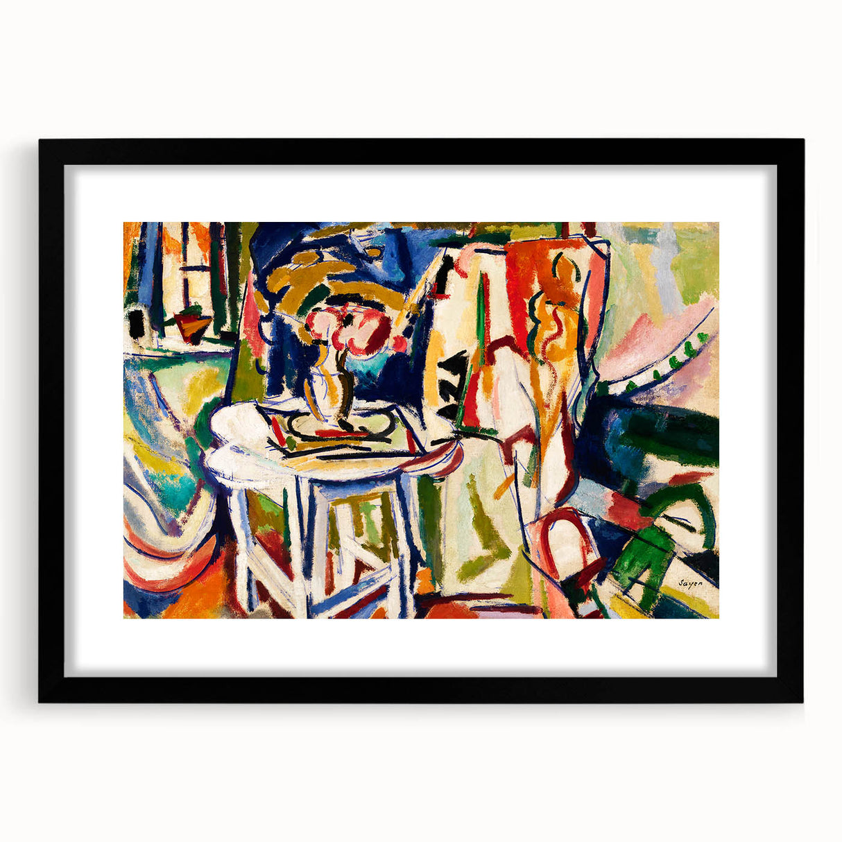 Vibrant Interior Scene - Modern Abstract Art Print by Henry Lyman Sayen