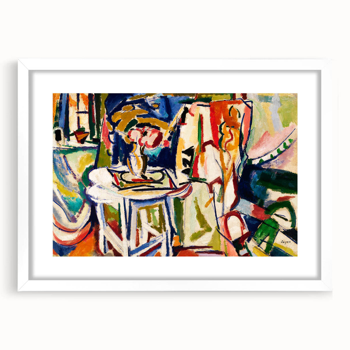 Vibrant Interior Scene - Modern Abstract Art Print by Henry Lyman Sayen