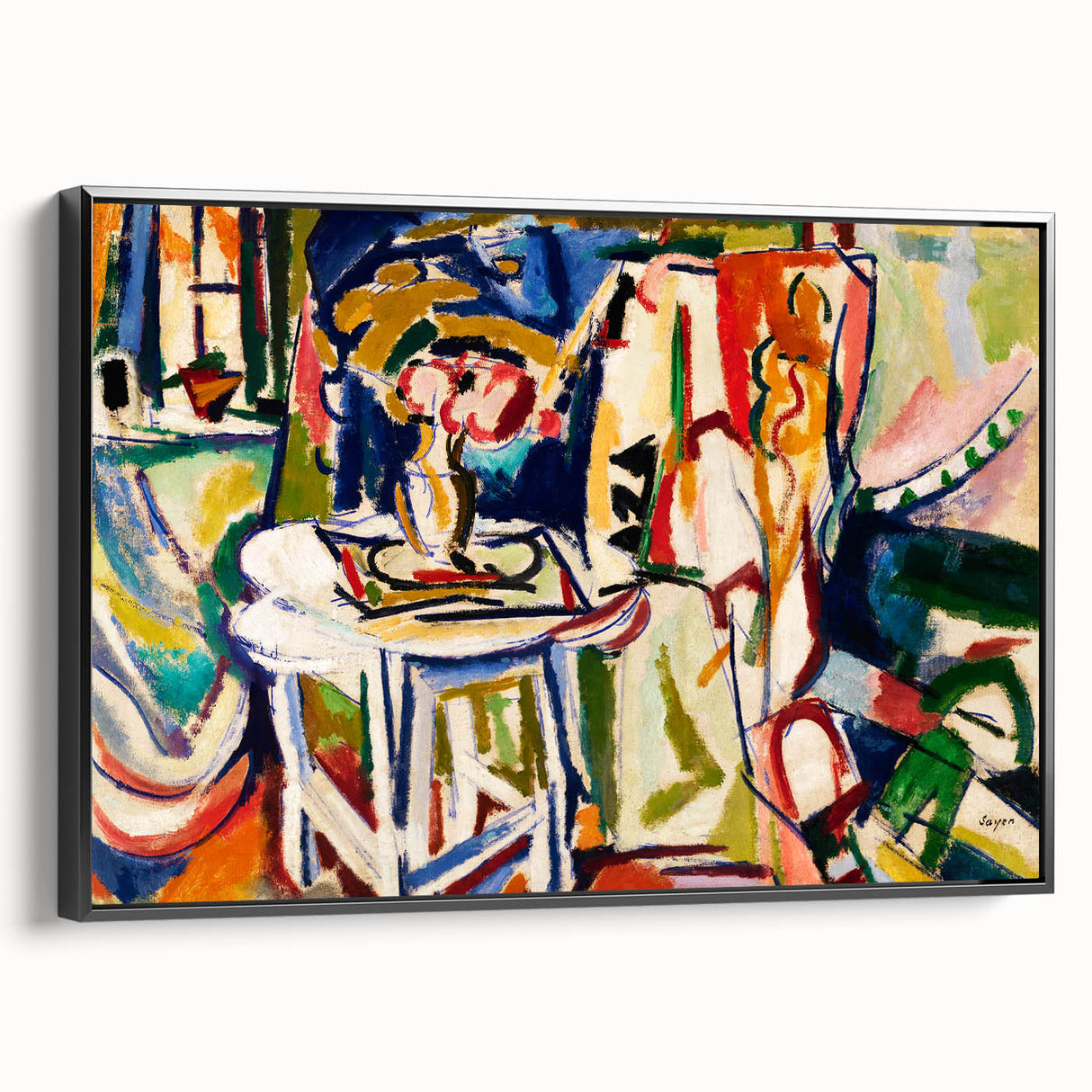 Vibrant Interior Scene - Modern Abstract Art Print by Henry Lyman Sayen