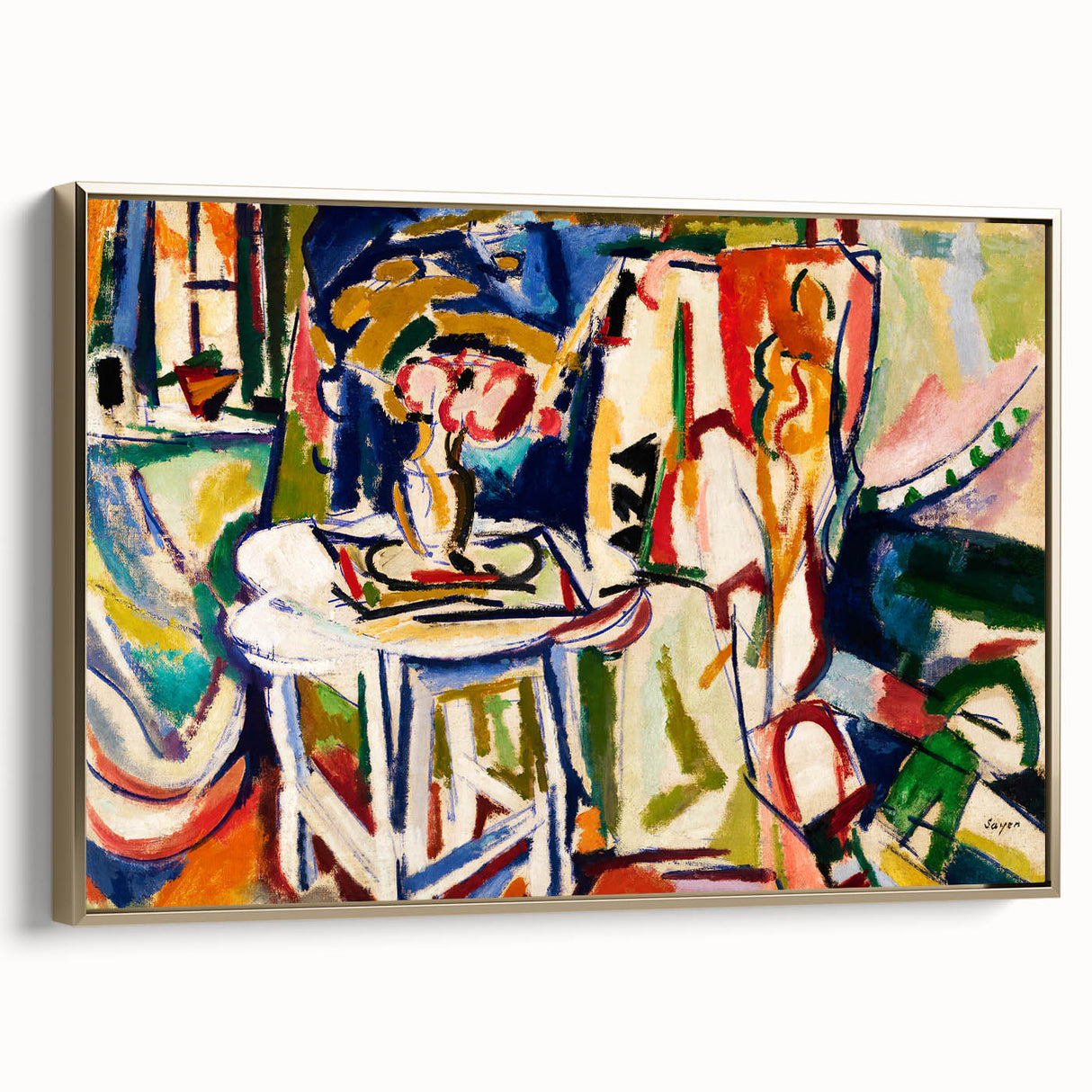 Vibrant Interior Scene - Modern Abstract Art Print by Henry Lyman Sayen