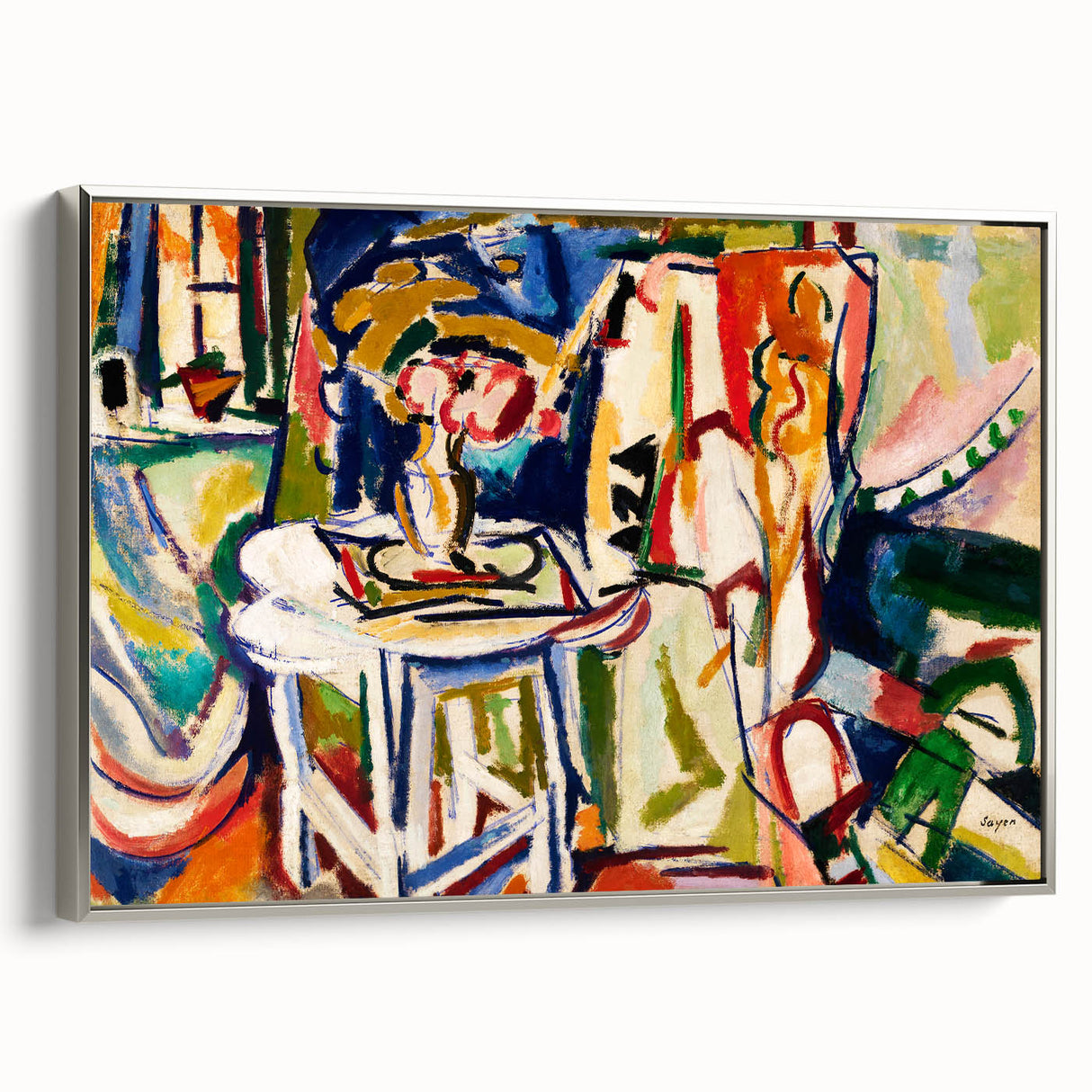Vibrant Interior Scene - Modern Abstract Art Print by Henry Lyman Sayen