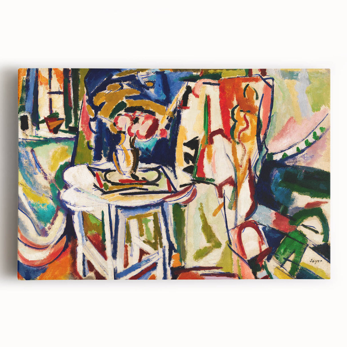 Vibrant Interior Scene - Modern Abstract Art Print by Henry Lyman Sayen