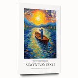 Large abstract wall art depicting a Van Gogh impressionist style on acrylic glass, ideal for bedroom or dining room decor.