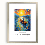 Textured art print of an abstract, impressionist style scene with vibrant hues on a framed canvas.