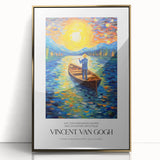 Large art print of Van Gogh's impressionist painting in a gold frame, suitable for modern art wall decor.