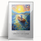 Acrylic print of Van Gogh's impressionist artwork in vibrant hues, framed in white, ideal for modern art wall decor.