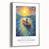 Impressionist landscape painting on framed canvas featuring vibrant colorful art, ideal for living room decor.