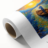 Impressionist-style painting of a vibrant garden scene on rolled canvas, perfect for nursery wall art.