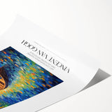 Extra large wall art featuring line art flowers in soft pastel shades on a rolled print.