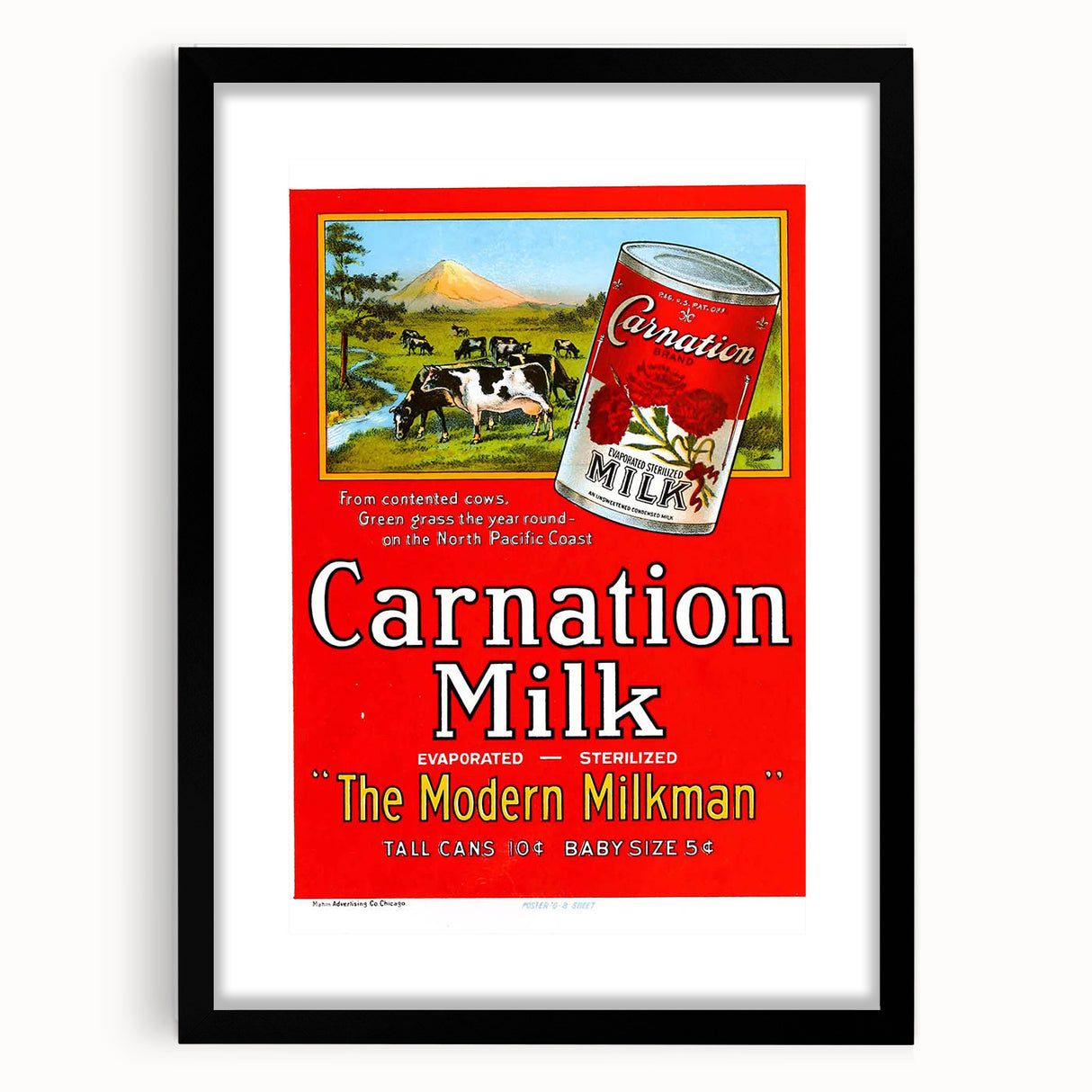Vintage Carnation Milk Ad Poster | Retro Evaporated Milk Art