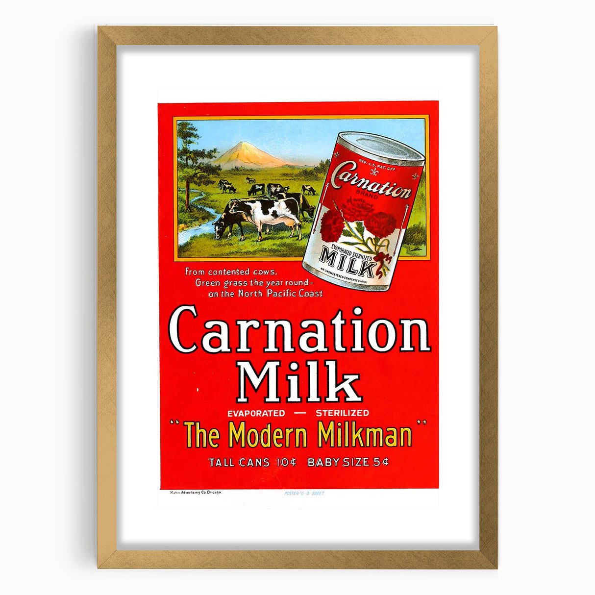 Vintage Carnation Milk Ad Poster | Retro Evaporated Milk Art