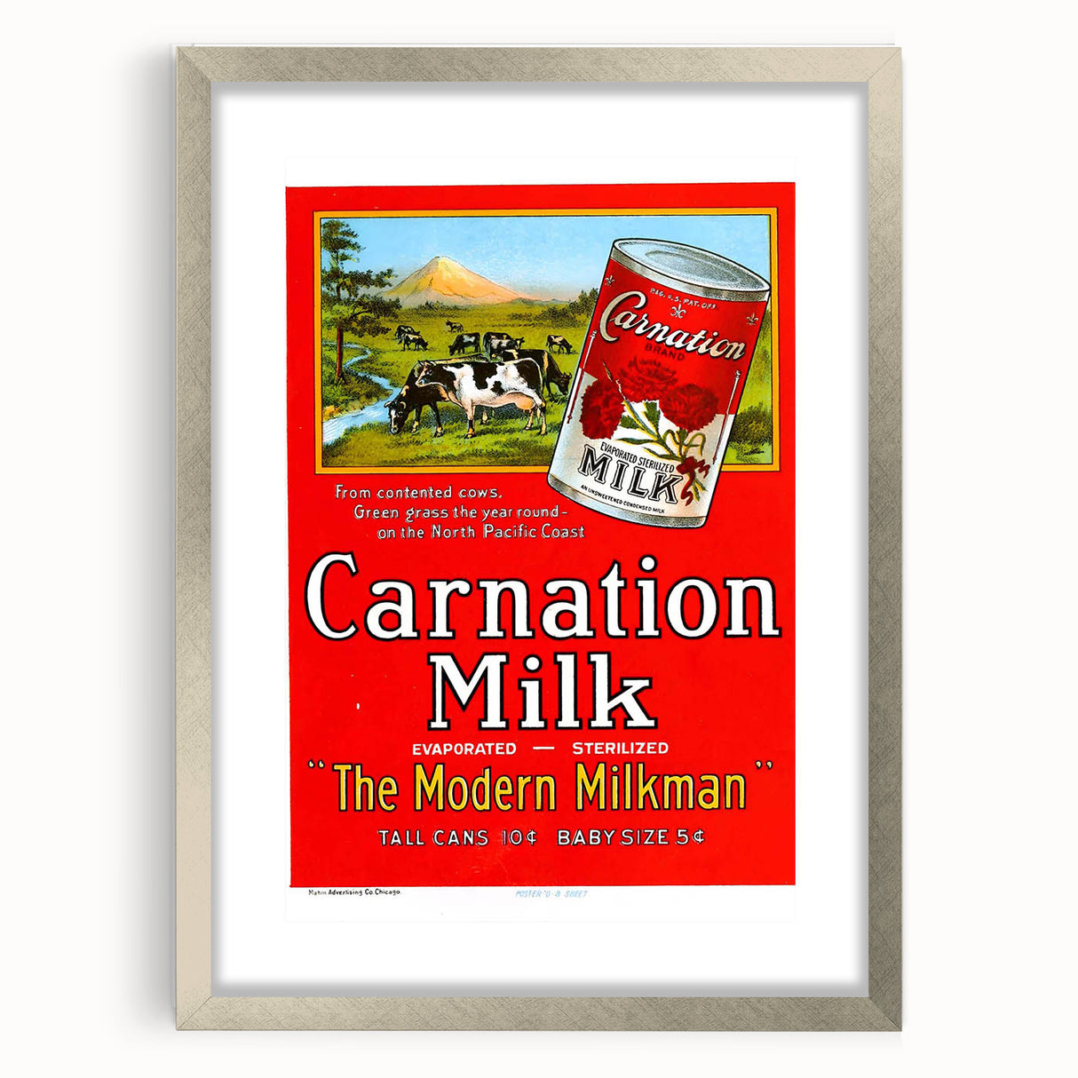 Vintage Carnation Milk Ad Poster | Retro Evaporated Milk Art