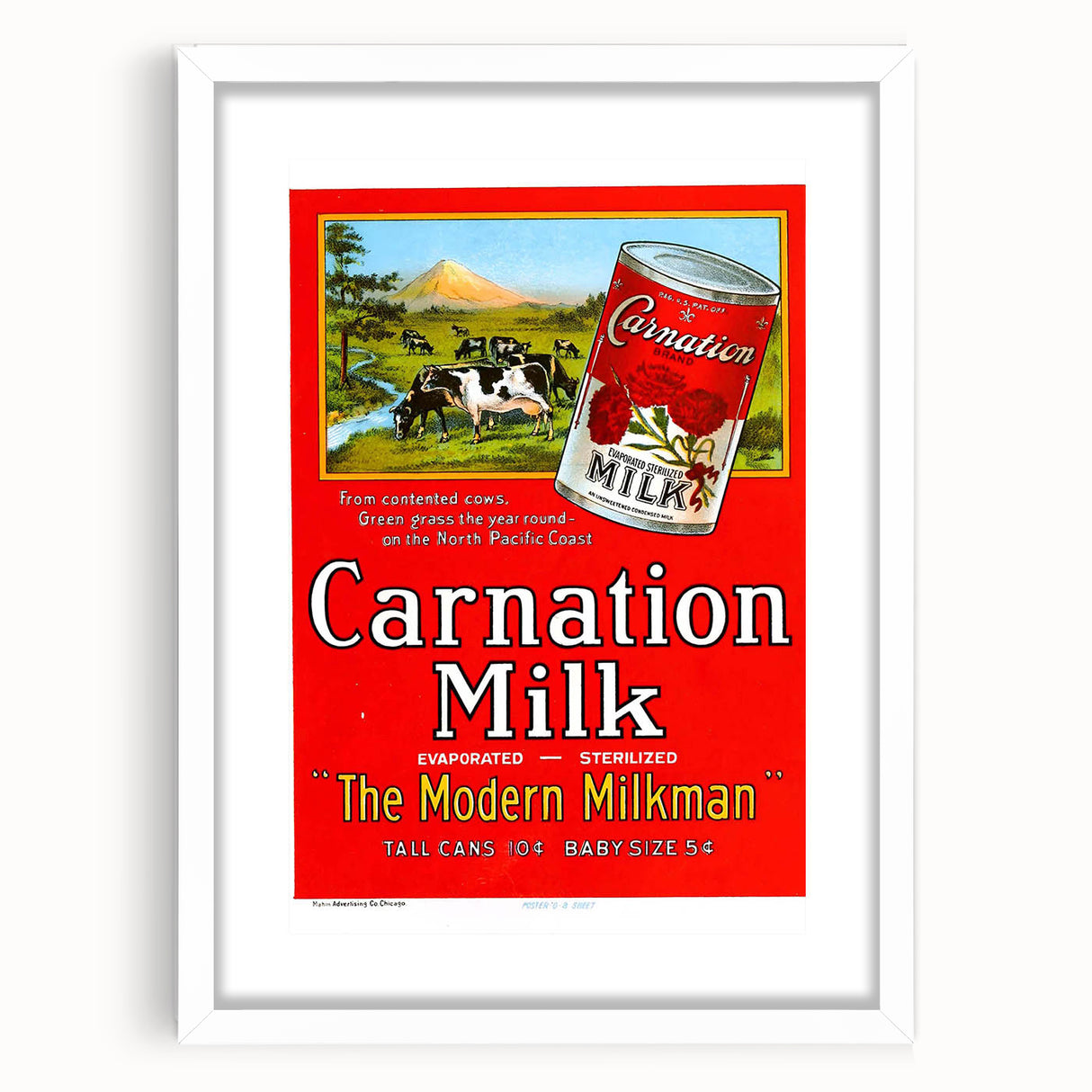 Vintage Carnation Milk Ad Poster | Retro Evaporated Milk Art
