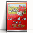 Vintage Carnation Milk Ad Poster | Retro Evaporated Milk Art