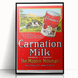Vintage Carnation Milk Ad Poster | Retro Evaporated Milk Art