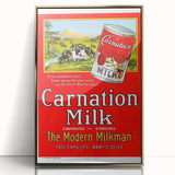 Vintage Carnation Milk Ad Poster | Retro Evaporated Milk Art