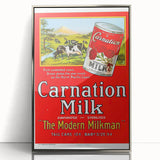 Vintage Carnation Milk Ad Poster | Retro Evaporated Milk Art