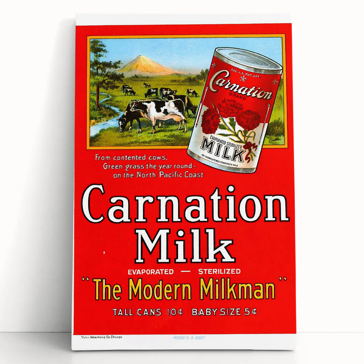 Vintage Carnation Milk Ad Poster | Retro Evaporated Milk Art