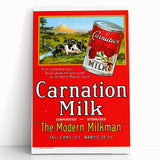 Vintage Carnation Milk Ad Poster | Retro Evaporated Milk Art