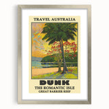 Dunk Island Retro Travel Poster | Great Barrier Reef Paradise Art