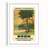 Dunk Island Retro Travel Poster | Great Barrier Reef Paradise Art