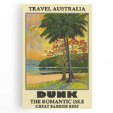 Dunk Island Retro Travel Poster | Great Barrier Reef Paradise Art