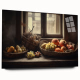 Rustic Fruit Basket - Vintage-Inspired Kitchen Wall Art