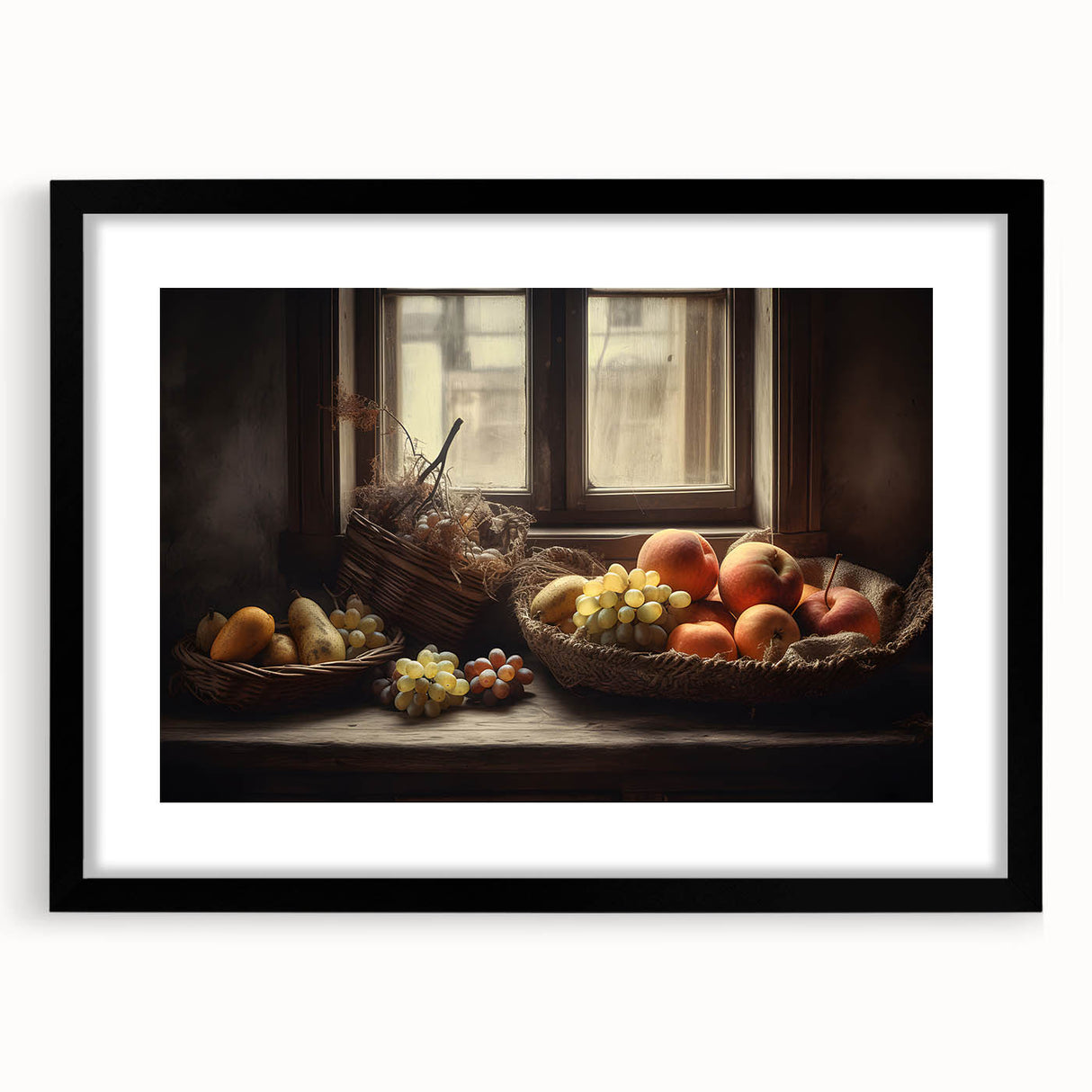 Rustic Fruit Basket - Vintage-Inspired Kitchen Wall Art