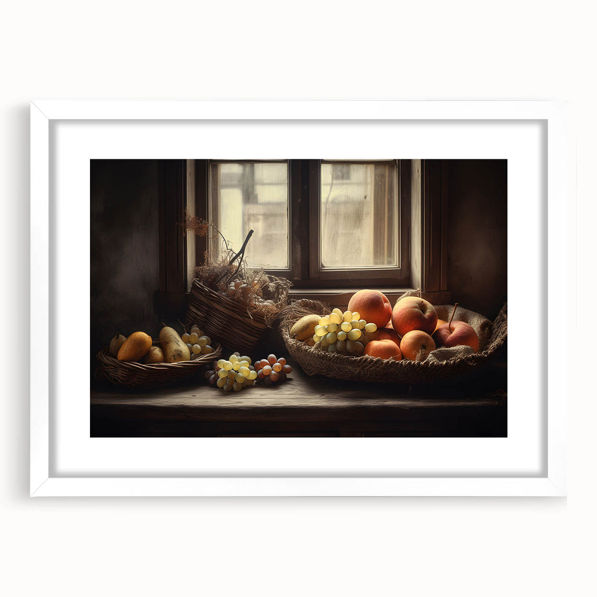 Rustic Fruit Basket - Vintage-Inspired Kitchen Wall Art