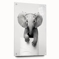 Playful Elephant Bathroom Wall Art - Minimalist Black and White Decor