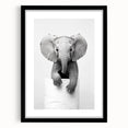 Playful Elephant Bathroom Wall Art - Minimalist Black and White Decor