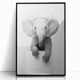 Playful Elephant Bathroom Wall Art - Minimalist Black and White Decor
