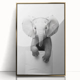 Playful Elephant Bathroom Wall Art - Minimalist Black and White Decor