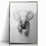 Playful Elephant Bathroom Wall Art - Minimalist Black and White Decor