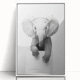 Playful Elephant Bathroom Wall Art - Minimalist Black and White Decor