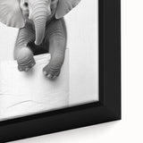 Playful Elephant Bathroom Wall Art - Minimalist Black and White Decor