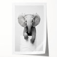 Playful Elephant Bathroom Wall Art - Minimalist Black and White Decor