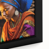 Extra large framed canvas featuring a textured scene of an Ethiopian landscape in vibrant colors.