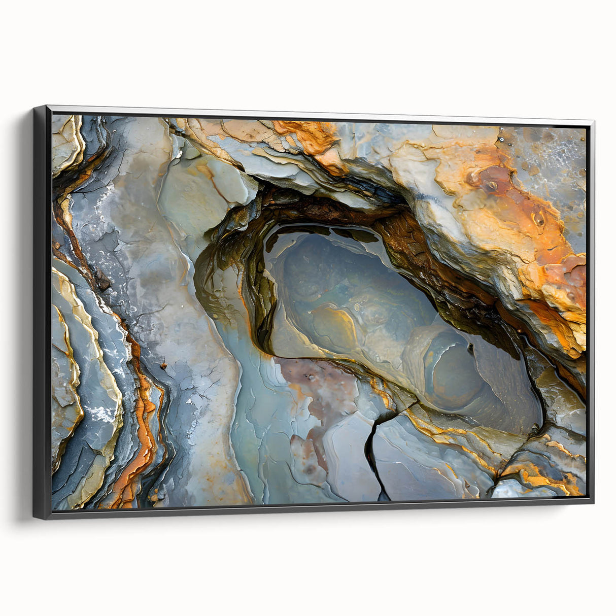 Black and white landscape art painting of Mauritius on framed canvas, ideal for bedroom wall decor.