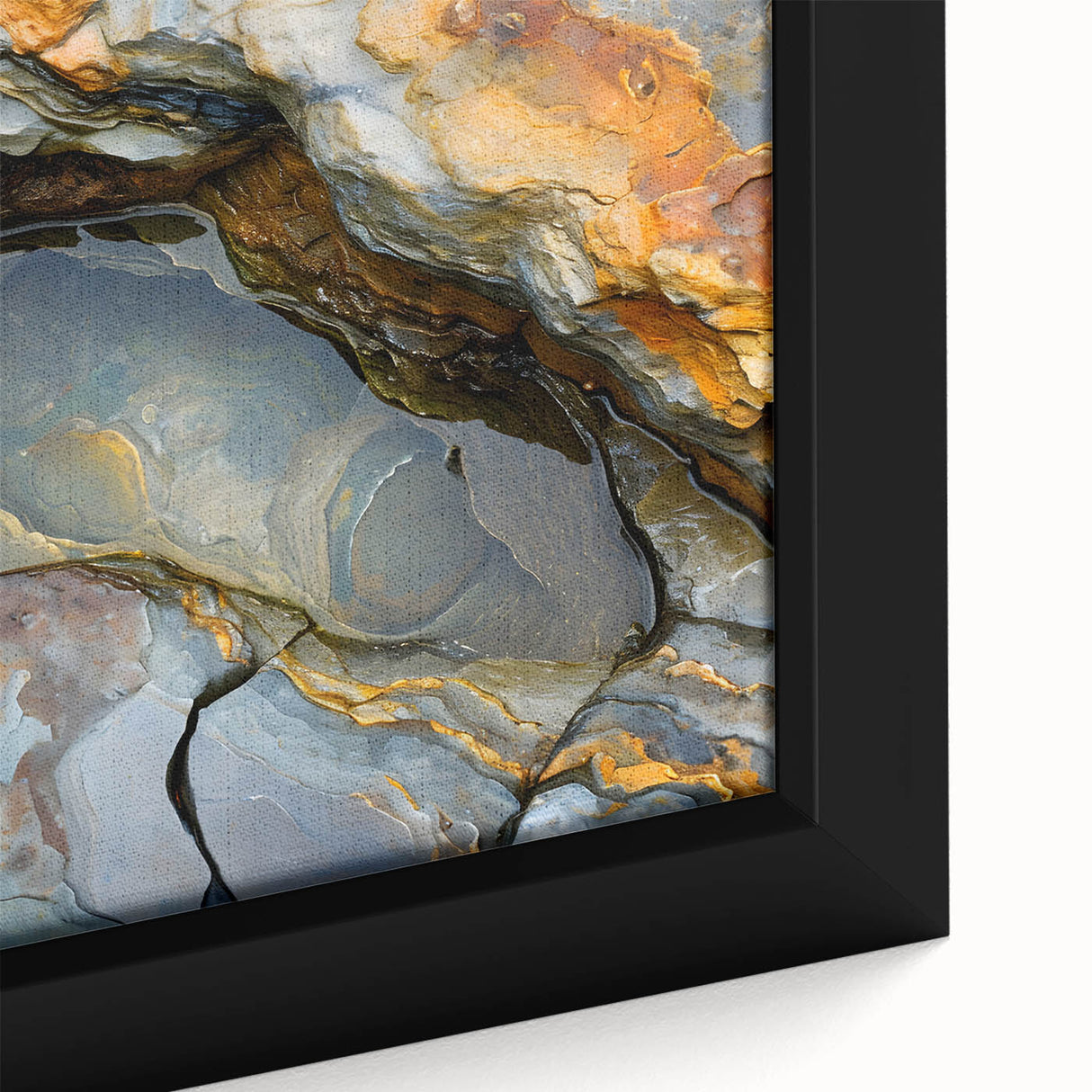 Extra large framed canvas of a textured, colorful African scenery, ideal for living room decor.