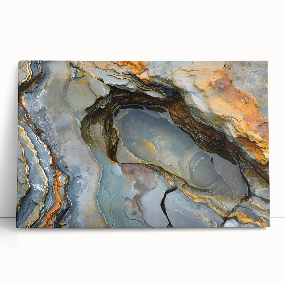 Black and white photograph of a serene Mauritius landscape on stretched canvas, ideal for kitchen wall art.