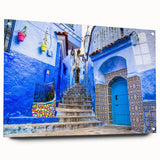 Acrylic print of a Moroccan landscape in earth tones, ideal for dining room decor.